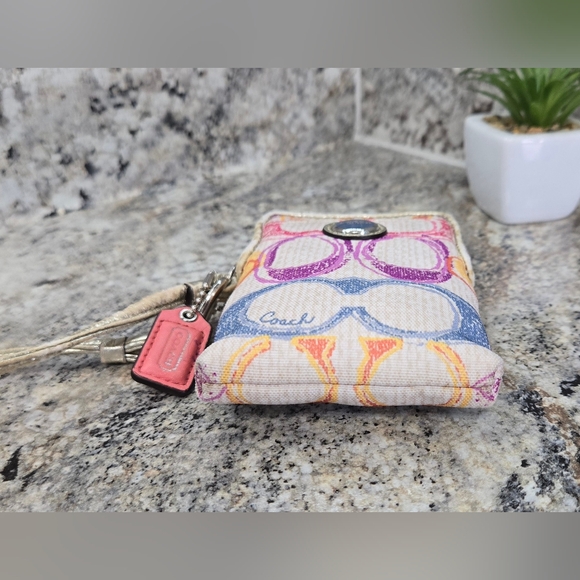 EUC COACH Poppy Collection Orange Green Pink Multicolor Small Wristlet 3.5” x 5" - Picture 8 of 12